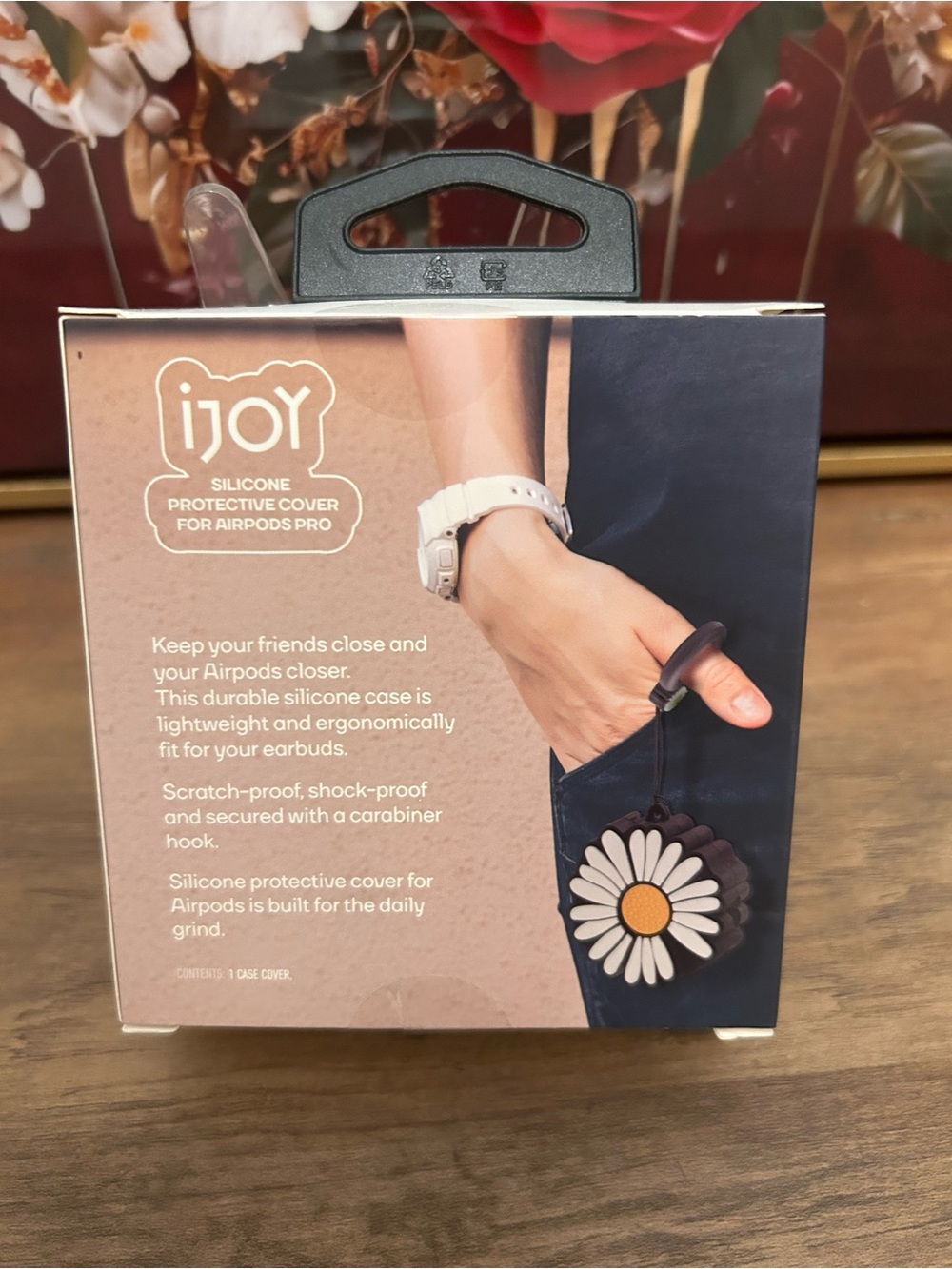 ijoy Black Daisy Silicone Protective Cover for AirPods Pro - Picture 3 of 3